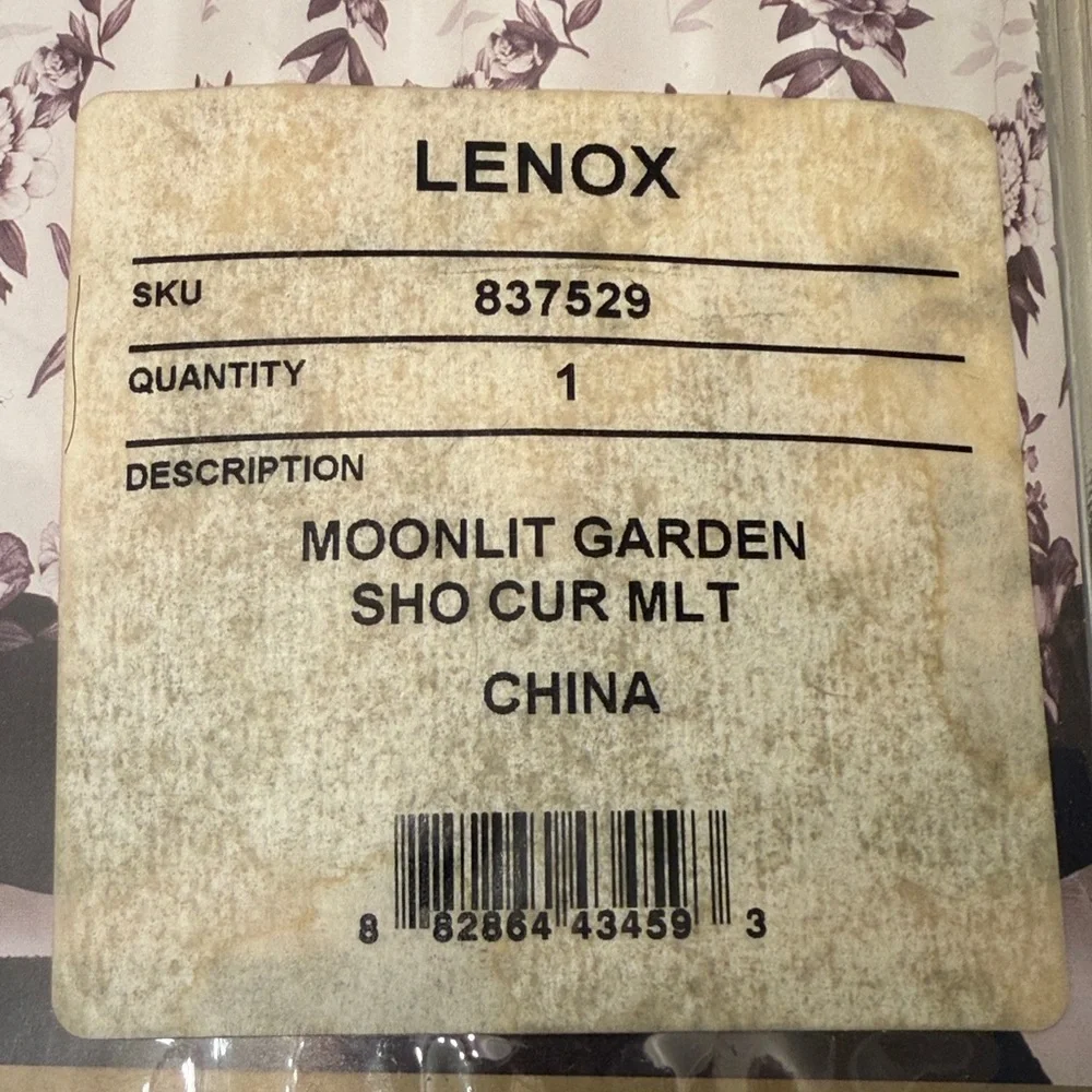 Lenox Moonlit Garden Shower Curtain with Grey and White Floral Design